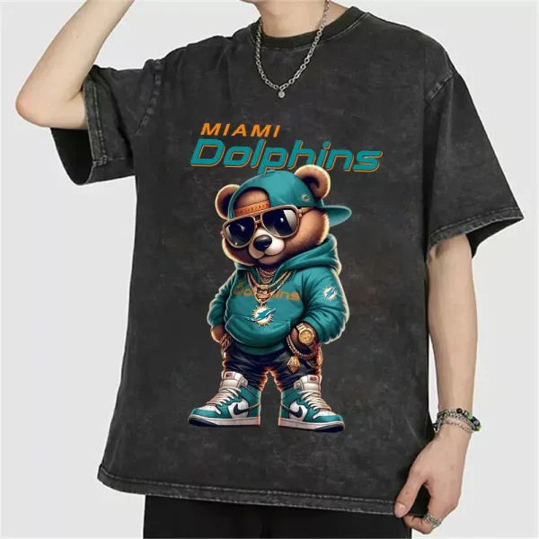 Miami Dolphins Swag Teddy Beer Vintage Wash T-shirt New Style Gift For Fans AZTS991