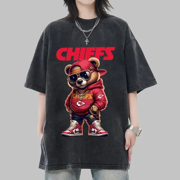 Kansas City Chiefs Swag Teddy Beer Vintage Wash T-shirt New Style Gift For Fans AZTS998 - Image 2