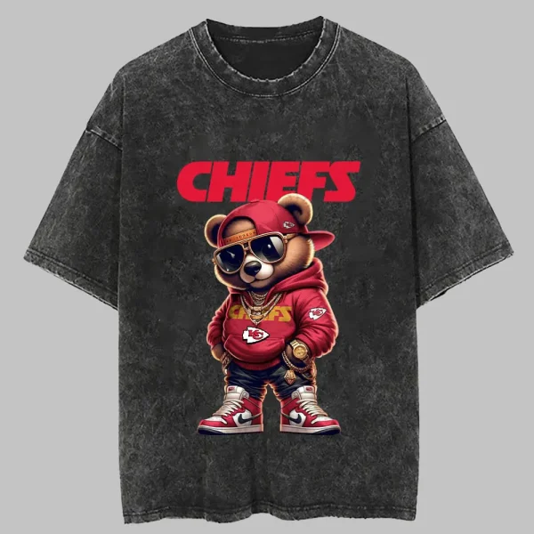 Kansas City Chiefs Swag Teddy Beer Vintage Wash T-shirt New Style Gift For Fans AZTS998 - Image 3