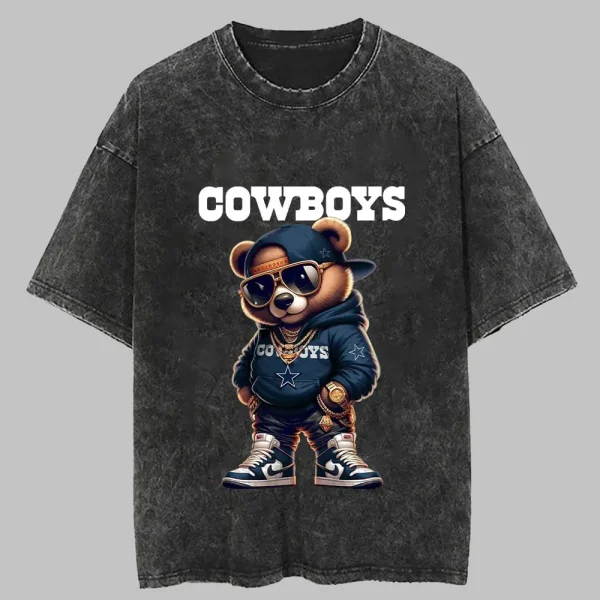 Dallas Cowboys Swag Teddy Beer Vintage Wash T-shirt New Style Gift For Fans AZTS999 - Image 3