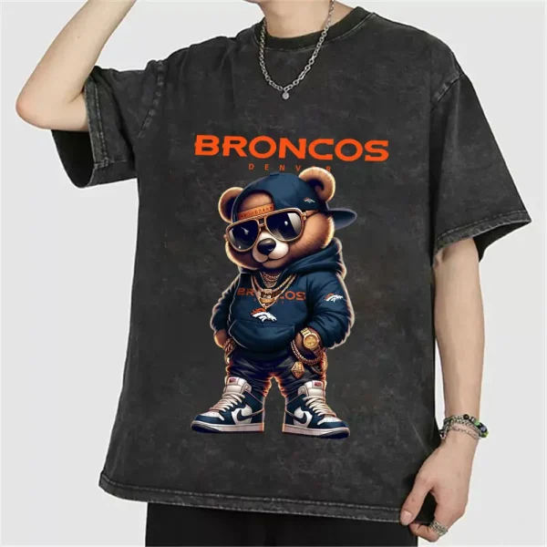Denver Broncos Swag Teddy Beer Vintage Wash T-shirt New Style Gift For Fans AZTS1006