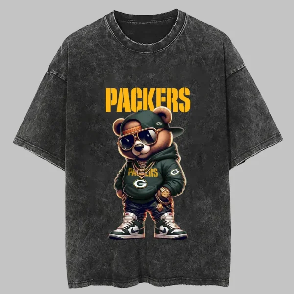 Green Bay Packers Swag Teddy Beer Vintage Wash T-shirt New Style Gift For Fans AZTS1007 - Image 2