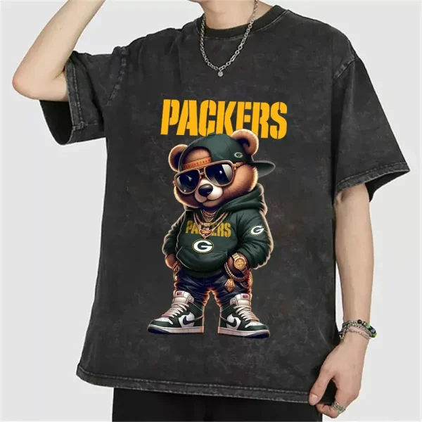 Green Bay Packers Swag Teddy Beer Vintage Wash T-shirt New Style Gift For Fans AZTS1007