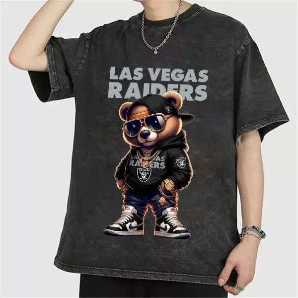 Las Vegas Raiders Swag Teddy Beer Vintage Wash T-shirt New Style Gift For Fans AZTS1008
