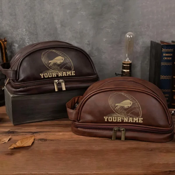 Buffalo Bills Men’s Leather Toiletry Bag Dopp Kit Bag SPTHMSLTB004 - Image 5