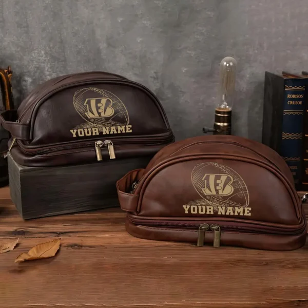 Cincinnati Bengals Men’s Leather Toiletry Bag Dopp Kit Bag SPTHMSLTB007 - Image 5