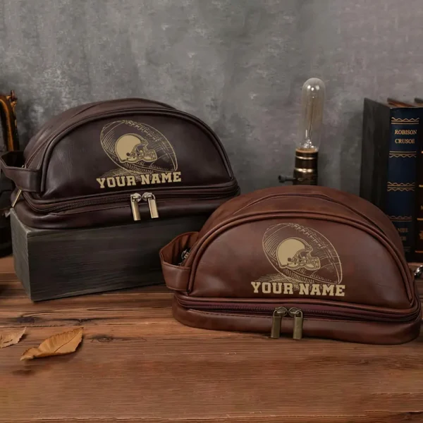 Cleveland Browns Men’s Leather Toiletry Bag Dopp Kit Bag SPTHMSLTB008 - Image 5