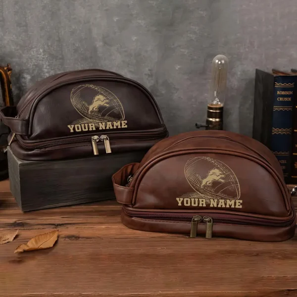 Detroit Lions Men’s Leather Toiletry Bag Dopp Kit Bag SPTHMSLTB011 - Image 5
