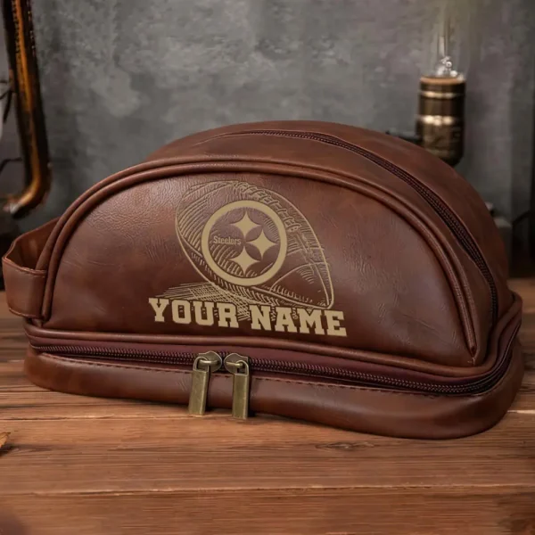 Pittsburgh Steelers Men’s Leather Toiletry Bag Dopp Kit Bag SPTHMSLTB027 - Image 3