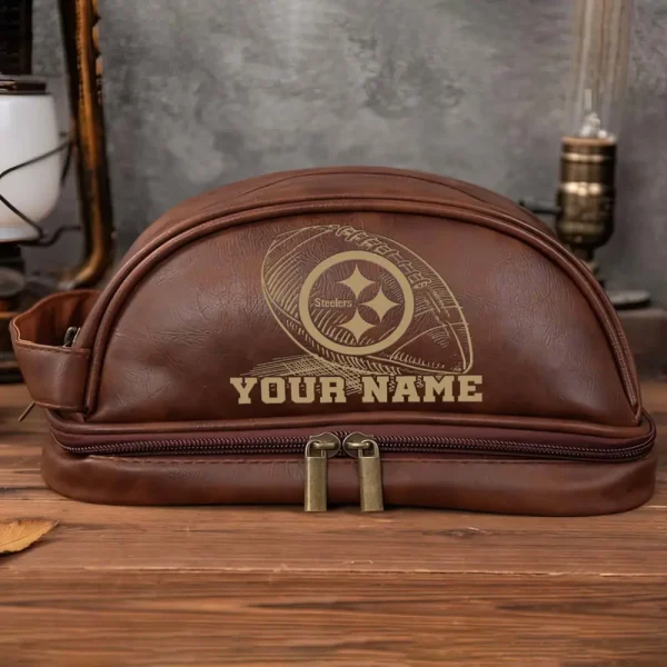 Pittsburgh Steelers Men’s Leather Toiletry Bag Dopp Kit Bag SPTHMSLTB027 - Image 9
