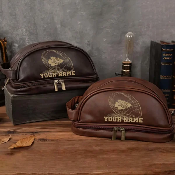 Kansas City Chiefs Men’s Leather Toiletry Bag Dopp Kit Bag SPTHMSLTB016 - Image 3