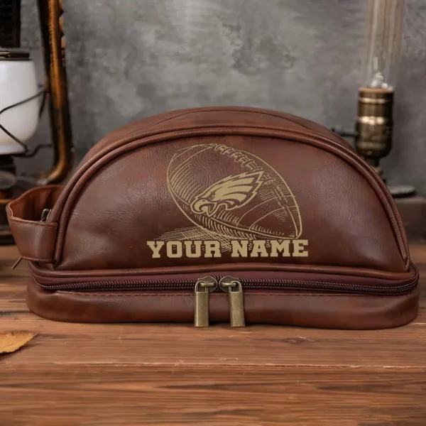 Philadelphia Eagles Men’s Leather Toiletry Bag Dopp Kit Bag SPTHMSLTB026 - Image 8