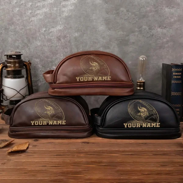 Minnesota Vikings Men’s Leather Toiletry Bag Dopp Kit Bag SPTHMSLTB021