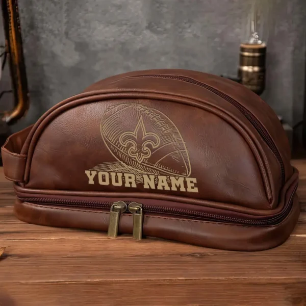 New Orleans Saints Men’s Leather Toiletry Bag Dopp Kit Bag SPTHMSLTB023 - Image 3