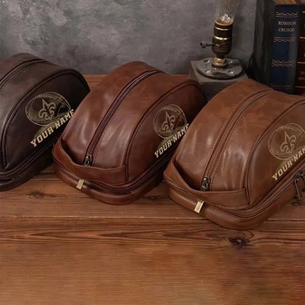 New Orleans Saints Men’s Leather Toiletry Bag Dopp Kit Bag SPTHMSLTB023 - Image 8