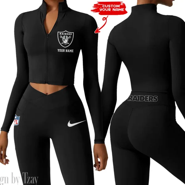 Las Vegas Raiders Zipper Sports Top Women Gym Long Sleeve for Fitness SPTZSTW017