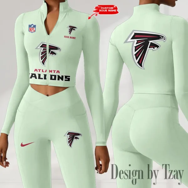 Atlanta Falcons Zipper Sports Top Women Gym Long Sleeve for Fitness SPTZSTW034 - Image 3
