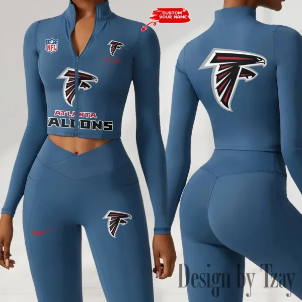 Atlanta Falcons Zipper Sports Top Women Gym Long Sleeve for Fitness SPTZSTW034 - Image 4