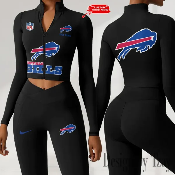 Buffalo Bills Zipper Sports Top Women Gym Long Sleeve for Fitness SPTZSTW036 - Image 3