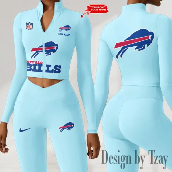 Buffalo Bills Zipper Sports Top Women Gym Long Sleeve for Fitness SPTZSTW036 - Image 4