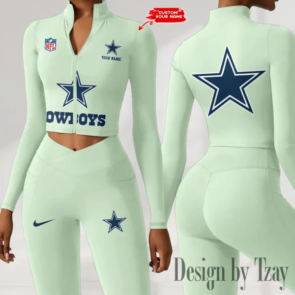 Dallas Cowboys Zipper Sports Top Women Gym Long Sleeve for Fitness SPTZSTW041 - Image 2
