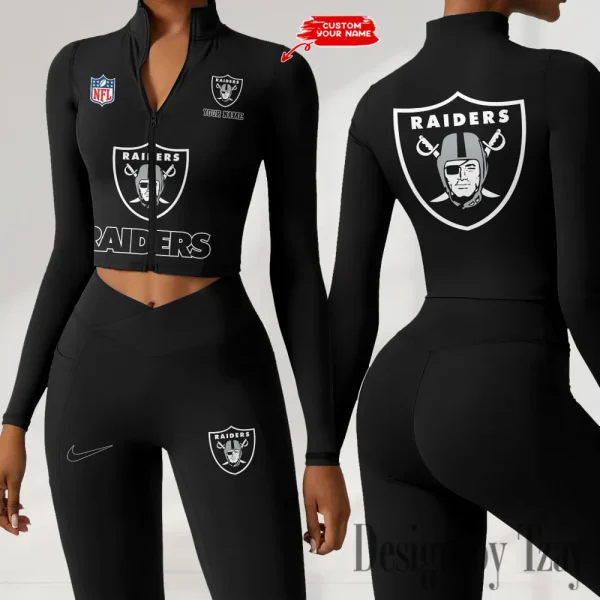 Las Vegas Raiders Zipper Sports Top Women Gym Long Sleeve for Fitness SPTZSTW049