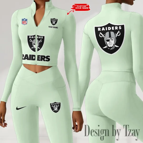 Las Vegas Raiders Zipper Sports Top Women Gym Long Sleeve for Fitness SPTZSTW049 - Image 4