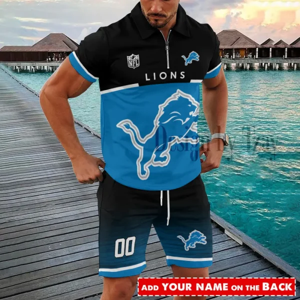 Detroit Lions New2025 Quarter Zip Polo and Short AZPLZ495