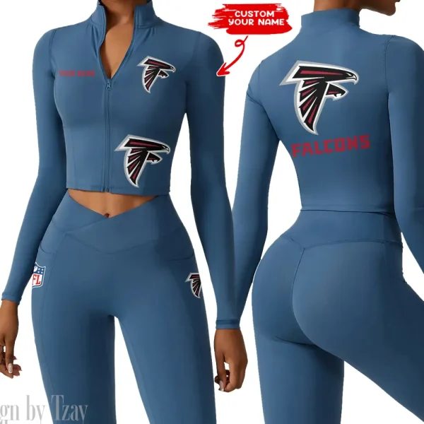 Atlanta Falcons Zipper Sports Top Women Gym Long Sleeve for Fitness SPTZSTW066 - Image 4