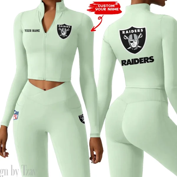 Las Vegas Raiders Zipper Sports Top Women Gym Long Sleeve for Fitness SPTZSTW081 - Image 4