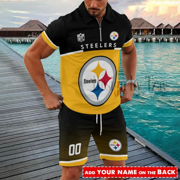 Pittsburgh Steelers New2025 Quarter Zip Polo and Short AZPLZ508