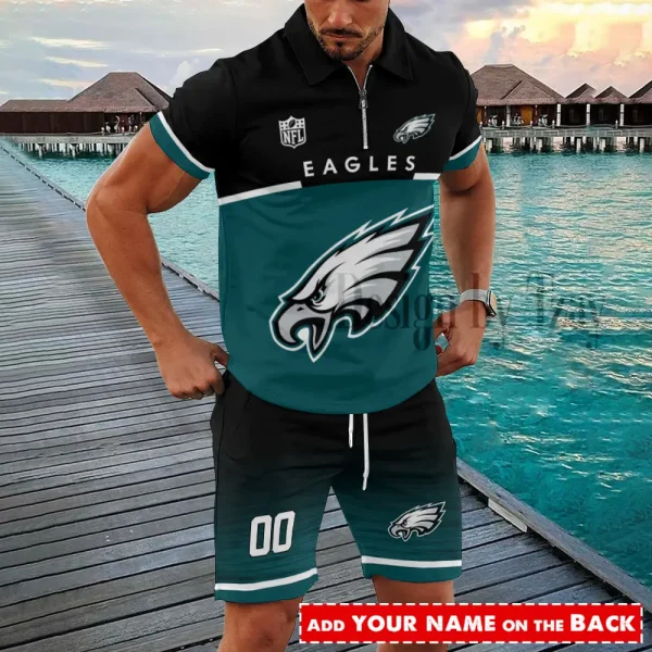 Philadelphia Eagles New2025 Quarter Zip Polo and Short AZPLZ509