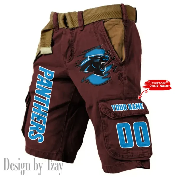 Carolina Panthers Pocket Print Cargo Shorts (Belt Not Included) trending 2025 S9MCS307 - Image 2