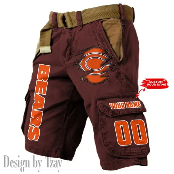 Chicago Bears Pocket Print Cargo Shorts (Belt Not Included) trending 2025 S9MCS308 - Image 2