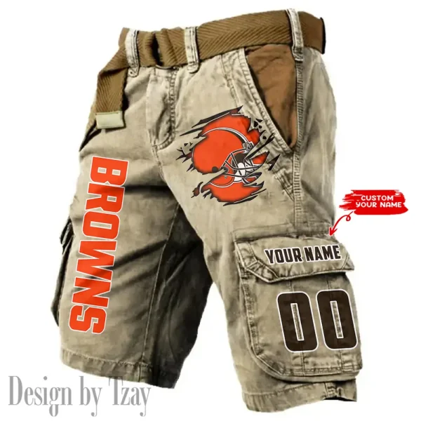 Cleveland Browns Pocket Print Cargo Shorts (Belt Not Included) trending 2025 S9MCS310 - Image 5