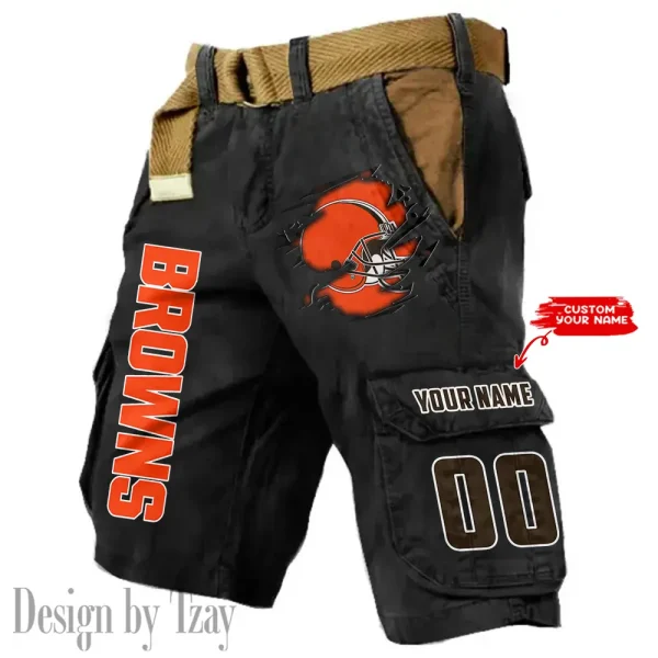 Cleveland Browns Pocket Print Cargo Shorts (Belt Not Included) trending 2025 S9MCS310 - Image 6