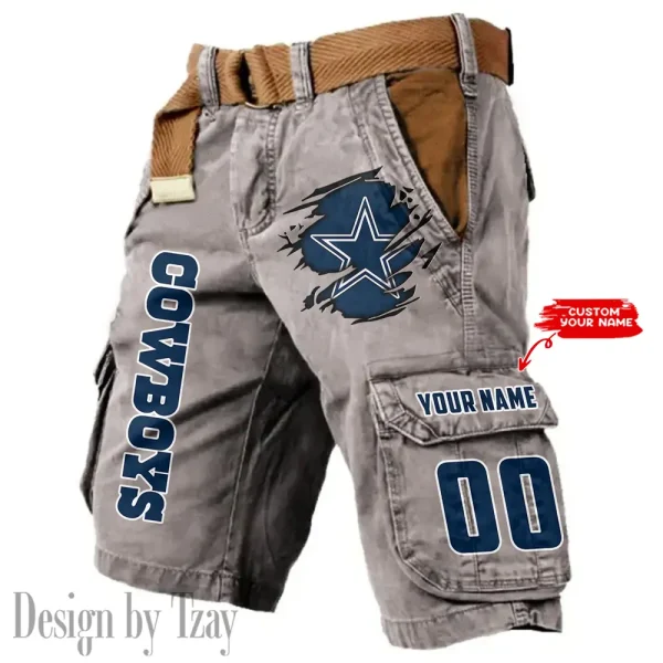 Dallas Cowboys Pocket Print Cargo Shorts (Belt Not Included) trending 2025 S9MCS311