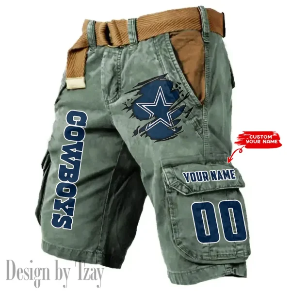 Dallas Cowboys Pocket Print Cargo Shorts (Belt Not Included) trending 2025 S9MCS311 - Image 2