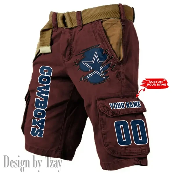 Dallas Cowboys Pocket Print Cargo Shorts (Belt Not Included) trending 2025 S9MCS311 - Image 3