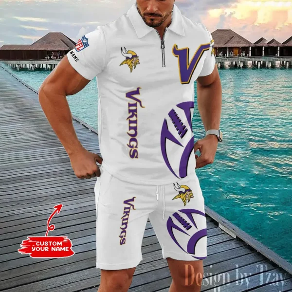 Minnesota Vikings New2025 Quarter Zip Polo and Short AZPLZ539