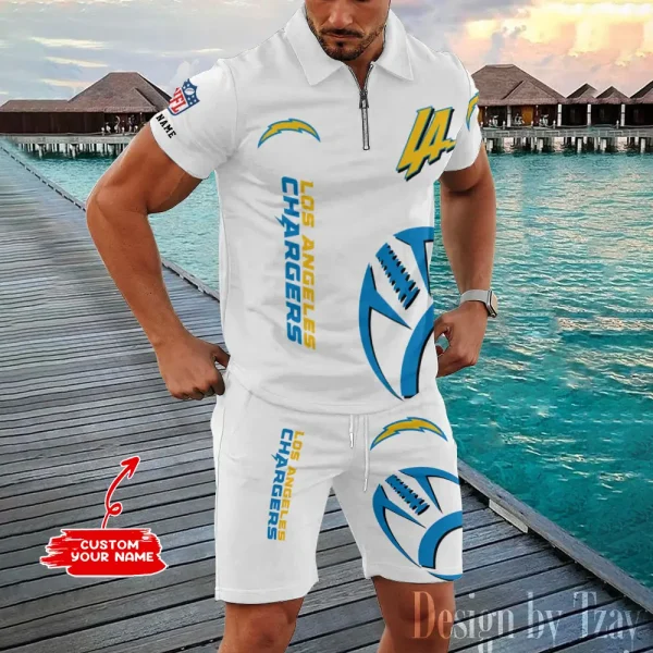 Los Angeles Chargers New2025 Quarter Zip Polo and Short AZPLZ536