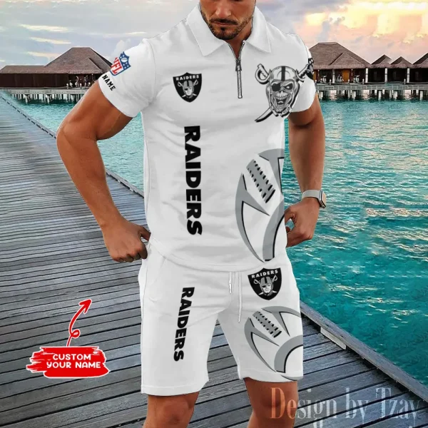 Las Vegas Raiders New2025 Quarter Zip Polo and Short AZPLZ535