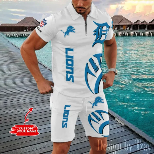 Detroit Lions New2025 Quarter Zip Polo and Short AZPLZ529