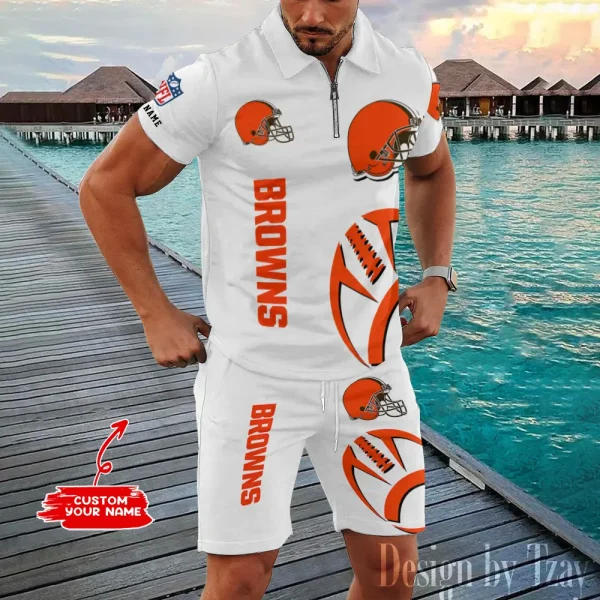 Cleveland Browns New2025 Quarter Zip Polo and Short AZPLZ526