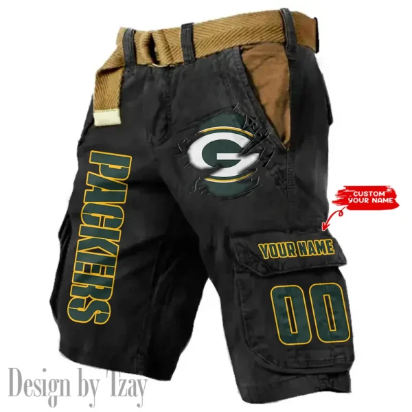 Green Bay Packers Pocket Print Cargo Shorts (Belt Not Included) trending 2025 S9MCS314 - Image 6