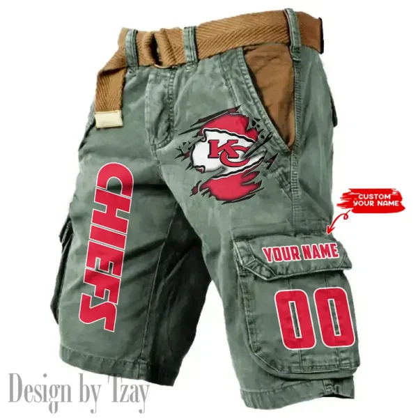 Kansas City Chiefs Pocket Print Cargo Shorts (Belt Not Included) trending 2025 S9MCS318 - Image 2