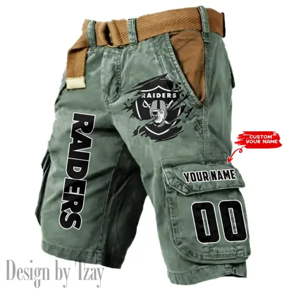 Las Vegas Raiders Pocket Print Cargo Shorts (Belt Not Included) trending 2025 S9MCS319 - Image 2