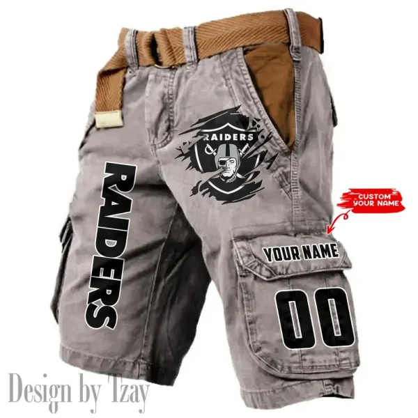 Las Vegas Raiders Pocket Print Cargo Shorts (Belt Not Included) trending 2025 S9MCS319 - Image 3