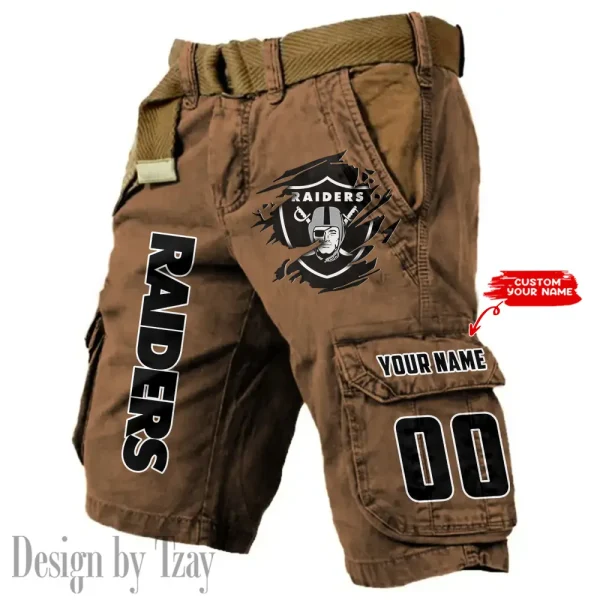 Las Vegas Raiders Pocket Print Cargo Shorts (Belt Not Included) trending 2025 S9MCS319 - Image 4
