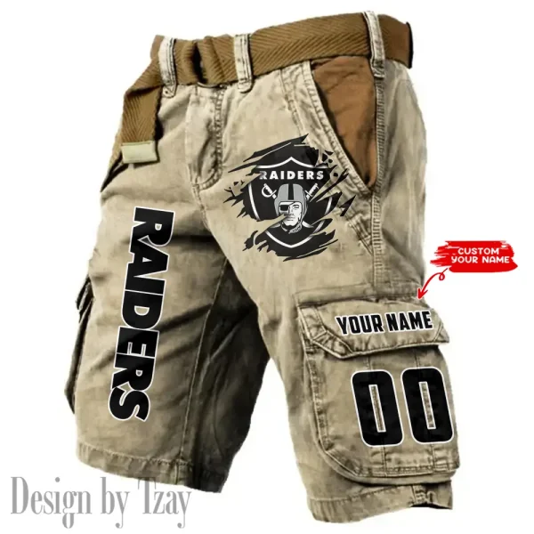 Las Vegas Raiders Pocket Print Cargo Shorts (Belt Not Included) trending 2025 S9MCS319 - Image 5